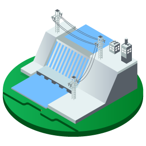Dam representing hydroelectric energy