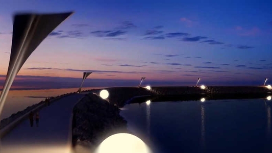 swansea tidal power at dusk